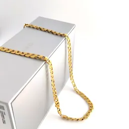 18K Solid Yellow G F Gold Curb Cuban Link Naszyjnik Hip-Hop Italian Stamp AU750 Men's Women 7mm 750 mm 75 cm długość 29 Inc210U