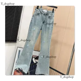 Vårdesigner Miu Womens Women Jeans High Maisted Loose Bule Wide Fashion Casual Letter Pluch Flear Slim Fit Slant Long Leg Woman Pants 893
