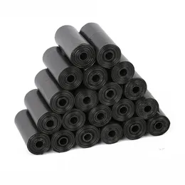 120 Rolls Bolsa de cocô de cachorro preto puro 15 sacos/ rolo de gato grande sacos de gato