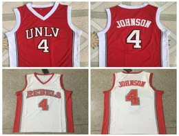 Università vintage del Nevada Las Vegas Larry Johnson College Basketball Maglie UNLV 4 camicie cuciture rosse SXXL4982997