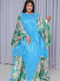 Organza Brocade Bazin Riche Uzun Elbiseler Ücretsiz Boyut En Kaliteli Dashiki Cobe Afrikalı Kadın Parti Düğün Giysileri 240319
