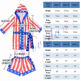 Rocky Balboa Apollo Movie Boxing American Flag Cosplay Costumi Kids Shorts Shorts Boxing Boxing Set Outfit