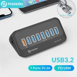 Hubs Phixero USB Splitter USB 3.2 HUB 5Gbps Typ C Adapter Multi Ports USB 3.0 Docking Station Hub för Surface MacBook Laptop PC Hub