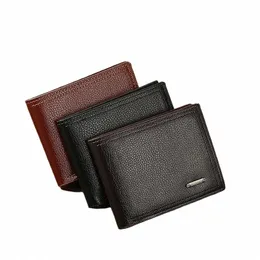 Mini PU skórzany portfel dla mężczyzn Małe mey zmiana woreczka uchwyty karty kredytowej swobodne, składane portfele Prezenty n2f4#