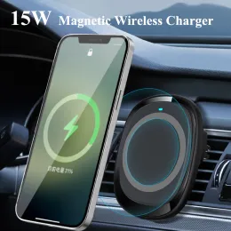 Carregador de carro sem fio magnético Chargers 15W Carregador de carro Qi Fast Wireless Titulador de carro Montante compatível para iPhone 13 12 mini 12 Pro Max