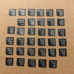 Fall 50st DXD9H 2,5 "X7K8W 3,5" Tray Caddy Adhesive Stickers Etiketter 10T 12T 16T 18T 6T 8T 3,84TB 4TB 6TB 8TBSAS/SATA