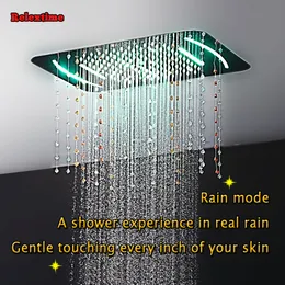 Crystal quartz Ceiling Shower Head Rain Spray Mist Concealed Thermostatic Shower Panel Bathroom Mixer Faucet Bath Massage Jets