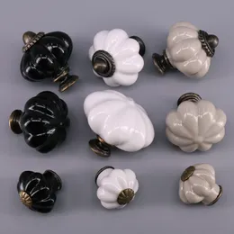 1x brancos cinza preto armário de cozinha armário de porta de porta, peito, mobília, gaveta puxa alças botões de abóbora de porcelana