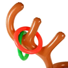 1Set Christmas Inflable Hat Babbo Natale Anello di Cappello Antler Bambini favoriscono regali di partite di natalizie Puntelli esterni giocattoli gonfiati