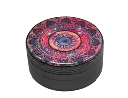 Ny Mandala -serie Metall Aluminium Rökning Herb Grinder 50mm 4 Piece Sharp Diamond Teeth Tobacco Herbal Grinders Spice Crusher Hand6927921