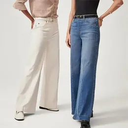 Jeans femininos Midiross Wide Leg Woman Street Vintage Bagggy Front Summer Mulheres Cargo Coloque High Coloque