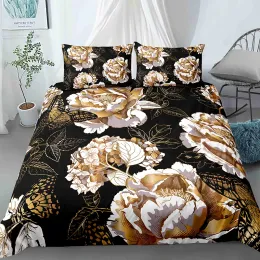 Luxus 3d Bunte Blumen Tröster Bettwäsche Sets Quilt Duvet Cover Eins/König/Queen -Size -Bettbedeckungen Bettwäsche Dropshipping