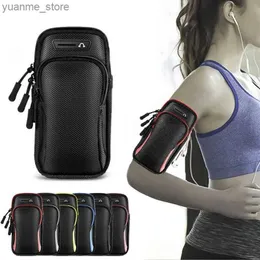 Sport Bags Mobile phone arm bag with headphone jack waterproof and breathable sports running bag gym phone holder Y240410