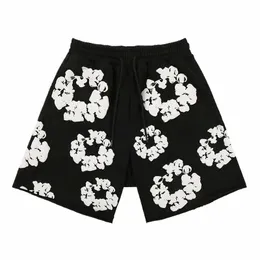 Mäns shorts designer blommig grafik harajuku överdimensionerade shorts kvinna casual tryck streetwear korta byxor 16qa#