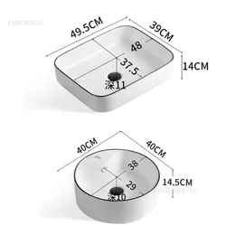 Leichte luxuriöse Waschbecken moderne Badezimmervorrichtungen über The Counter Becken Waschraum Keramik Waschbecken Schwarz quadratische Küche Spüle