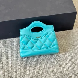 10cm adorável mini 31 bolsas bolsas de couro de pele de pele de bezerro com alça de sete cores design de retalhos design de ouro/hardware prateado