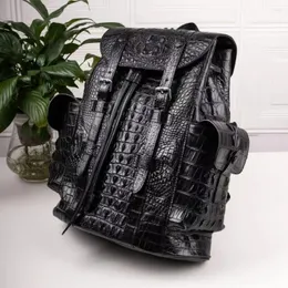 Backpack 2024 Brand Genuine Leather Crocodile Skin Men mochila Real Student Student Garoto de luxo de laptop de laptop