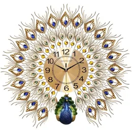 Watches Peacock Wall Clock Living Room Home Fashion Big Wall Watch Decoration Clock Creative Silent Quartz 20 Inch235I