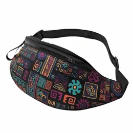 Padrão de arte tribal e étnica legal, Mulheres Mulheres Africa Ancara Print Crossbody Saco de cintura para ciclismo