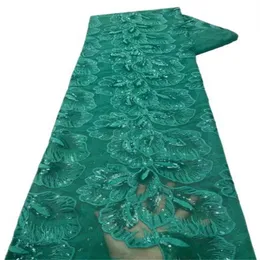 Черная последовательность африканская кружевная ткань 5 ярдов высококачественные блестки с лазером сетки сетки нигерийские свадебные роскошные ткани зеленые