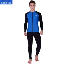 Sabolay Men Lycra Manga longa Casaco de surf Rashguards jaqueta de natação Unscreen Swimming T-shirt Rash guarda