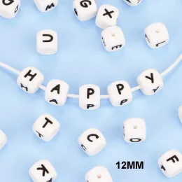 Lofca 12mm 100pcs Silikon-Lebensmittel-Buchstaben Babyzähte Perlen BPA-frei lose Kau-Alphabet Perle für personalisierten Namen DIY