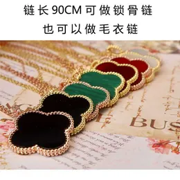 Van Big Flower Four Leaf Grass Necklace Girl Rose Golden Lucky Grass Wool Sweater Stain chain chair jofium premium gift for girlfriend