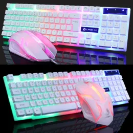 Combos GTX300 USB Wired 104 klawisze RGB Podświetlenie ergonomiczne gier Zestaw klawiatury myszy