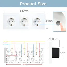 BSEED WiFi Single Power Monitor EU Sockets Double Smart Google Alexa Intelligent Wall Sockets Triple App Sockets On/Off Switches