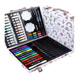 66 peças Pintura de arte infantil Conjunto de lápis de aquarela Crayons Scratch Pad Graffiti Supplies Toys educacionais infantis Presentes