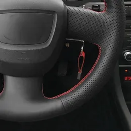 Anti-Slip Black Artificial Leather Car Steering Wheel Cover For Audi A4 (B8) 2005-2012 A6 (C6) 2007-2011 Seat Exeo 2009-2012