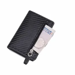 carb Fiber Rfid Credit Card Holder Men Wallets Mey Bag Hand Purse Small Leather Mini Slim Wallets Vallet Carteira Masculina R9Yo#