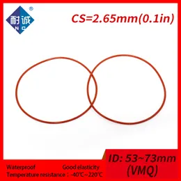 1 st/parti Silikongummi Oring Red VMQ CS 2,65 mm ID53/56/58/61,5/63/69/71/73mm O Ringpackning Silikon O-ring vattentät
