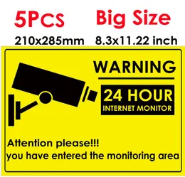 5st 24 -timmars CCTV Säkerhetskamera System Varningsskylt Klistermärke Decal Surveillance CCTV Camera Video Varning Sticker Big Size 285x8723402