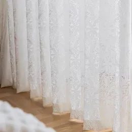 2023 New Curtains for Living Room Gauze Tulle Curtain White Lace Sheer Balcony Bay Window White Semi-shading Screen Bedroom