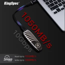 Drives Kingspec Portable SSD Externo 1TB 2TB 512 ГБ M.2 PCIE HD 1050 Мбит / с типа C Внешний жесткий диск USB 3.1 для рабочего стола для ноутбука для ноутбука