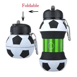 550 ml portátil dobrável futebol garrafa de água esportiva esportiva chaleira ecológica de plástico para crianças/brechas para crianças adultas bebidas