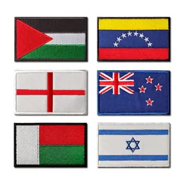 Palestina Nova Zelândia Inglaterra Madagascar Bandeira Bordado Bordado Hook Loop Israel Bag Distrange Venezuela Backpack Stickers Apliques