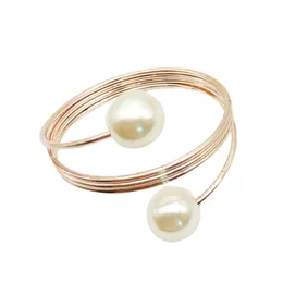 6Pcs Stylish Practical Multi-occasional Artificial Pearl Spring Shape Towel Napkin Ring Hotel Party Banquet Decor