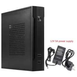 TOWERS QX01 MINI ITX CASAS DE COMPUTADORES Gabinete USB2.0 2,5 polegadas HDD SSD Gaming PC Chassis de mesa com 12V 8A/5A Fonte de alimentação