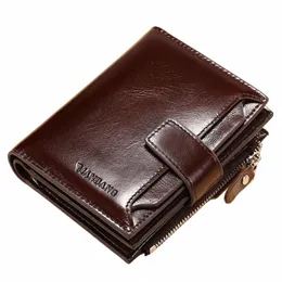 Manbang Brand Luxury Men's Wallet äkta läderväska Vertikalt körkort First Layer Cowhide Multi-FuncTi Card Bag W4V7#