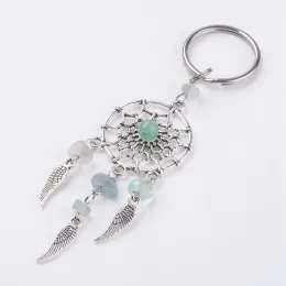 30pcs/lot Natural Stone Dreamcatcher Keychain 펜던트 치유 에너지 주얼리 진자 벌크 도매 품목