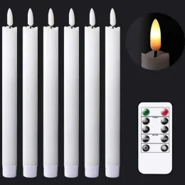6 개의 깜빡이는 가벼운 크리스마스 LED 촛불 팩 리모컨, 10 또는 6.5 인치 길이의 배터리 작동 따뜻한 흰색 장식용 양초