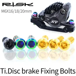 RISK 4PCS M6x16 M6x18 M6x20mm Titanium Bicycle Disc Brake Clamp Caliper Bolts MTB Mountain Road Bike Fixed Screws M6*16/18/20mm