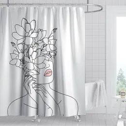 Tende per doccia bianca semplice linea arte tende da donna per cucina Accessori per bagno in poliestere impermeabile tende da bagno Cortina