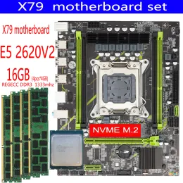 Материнские платы x79 Материнская плата набор 4DDR3 LGA 2011 E5 2620 V2 CPU 4PCS X 4GB = 16 ГБ DDR3 1333MHZ