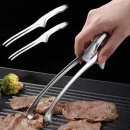 BBQ Food Tongs Koreanische Grillklammern Edelstahl Grill Kochen Chef Tong Küchenbrot Backen im Freien Grillsteakklemme