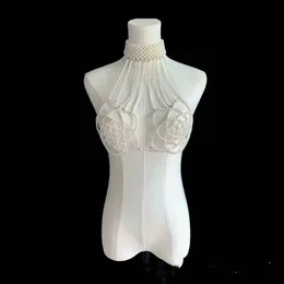 Pearl Sexy Totalmente fabricada à mão Jóias de jóias de jóias de ombro Biquínis Correntes de sutiã da cintura para mulheres Vestido de noiva Hain 240402