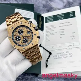 AP Moissanite Handgelenk Watch Royal Oak Offshore -Serie 26470OR Gold Shell Gold Band Chronograph Herren Uhr 18k Roségold 42mm