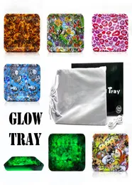 Rökningstryck LED Glow Rolling -brickor Uppladdningsbar Auto Party Light Up Printed GlowTray Dry Herb Tobacco Kvarnar Lagringshållare4460260